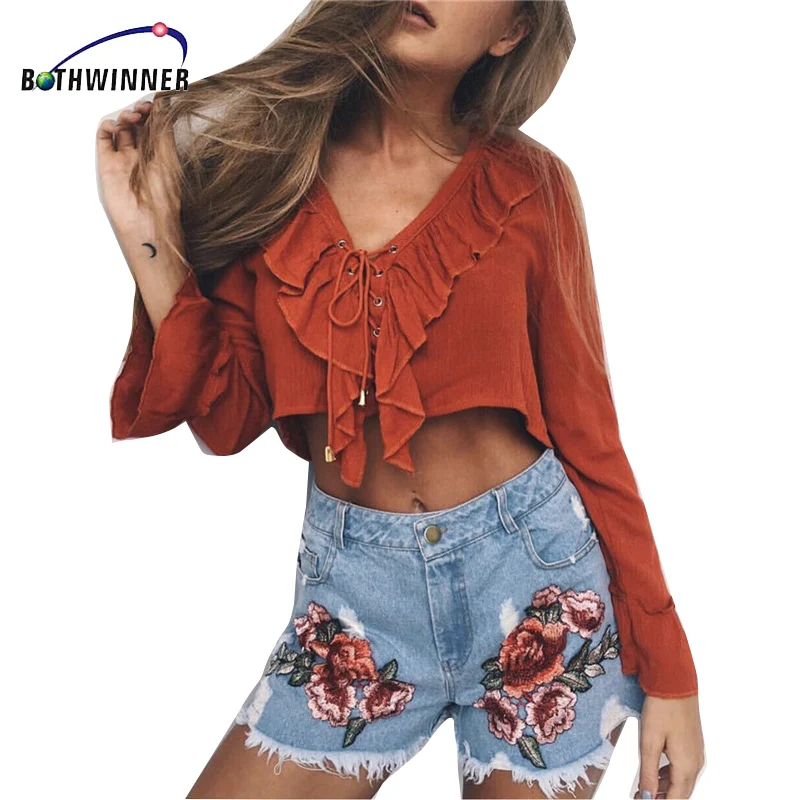 

Bothwinner Fashion Summer Women Shorts Flower Embroidery High Waist Shorts Women Plus Size Denim Shorts Jeans Femme Feminino