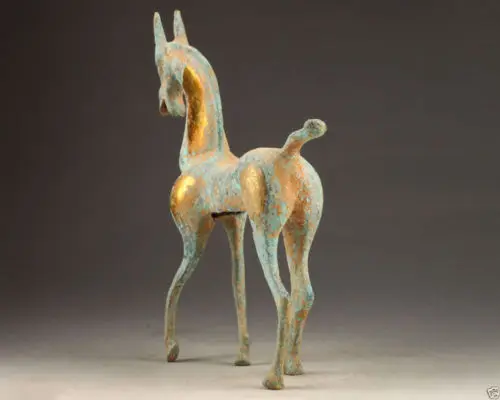 Состаренная старая китайская Классическая медная яркая статуя оленя|statue| |