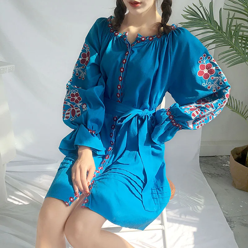 Платье Kiyumi женское хлопковое с цветочной вышивкой свободное повседневное