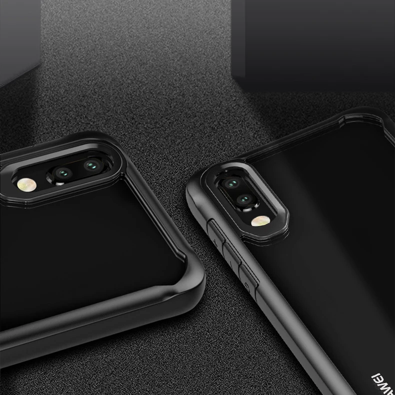 For Huawei P20 Pro lite nova 3e Phone Case Transparent drop Acrylic PC Back Soft TPU Edge Cover Clear Cases Protector |