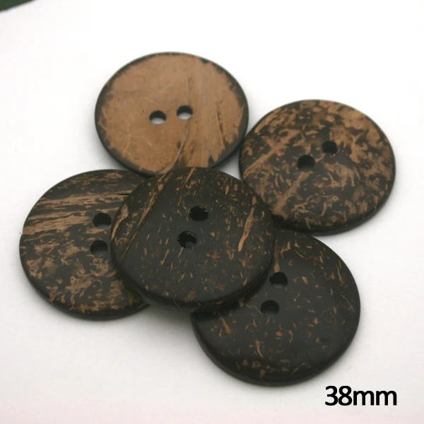 

60pcs Wooden Button 38mm 1.5inch 2 hole natural coconut buttons round sewing flatback brown buttons COCO014