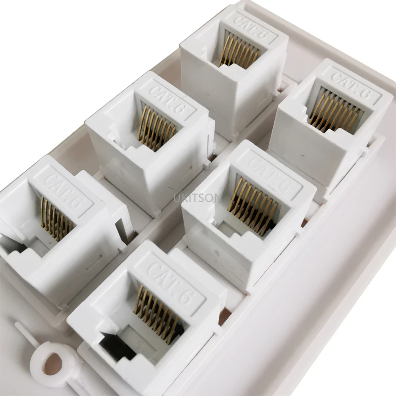 6 портов RJ45 Ethernet Cat6 Keystone Женский к женскому настенная пластина в белом цвете для Северной Южной Америки сеть Лицевая панель