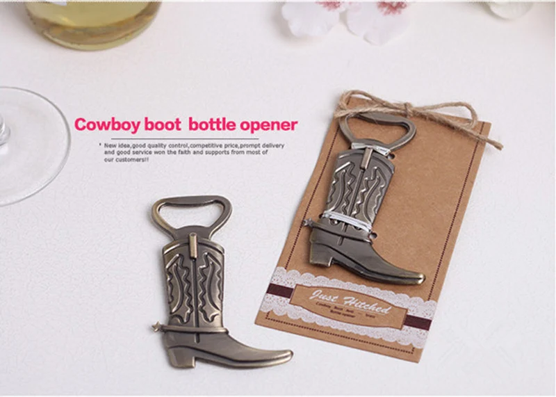 100pcs/LOT NEW ARRIVAL High Quality Western Wedding Party Favors &quotJust Hitched&quot Cowboy Boot Bottle Opener FREE SHIPPING | Дом и сад