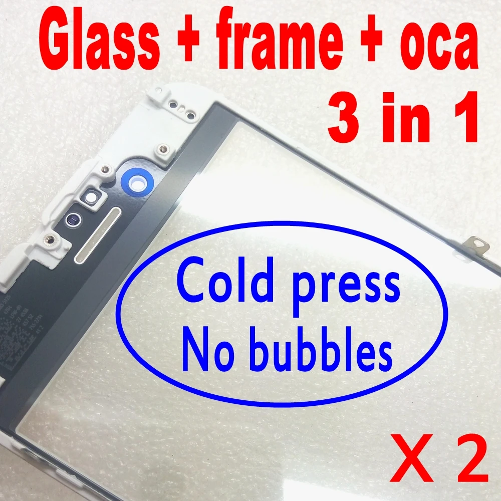 2 шт. Новое холодное прессование Переднее стекло + рамка oca для iPhone 6 6s plus внешнее с