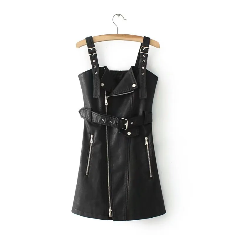 Женское Короткое платье из ПУ кожи с V образным вырезом и поясом|robe de femme|robe