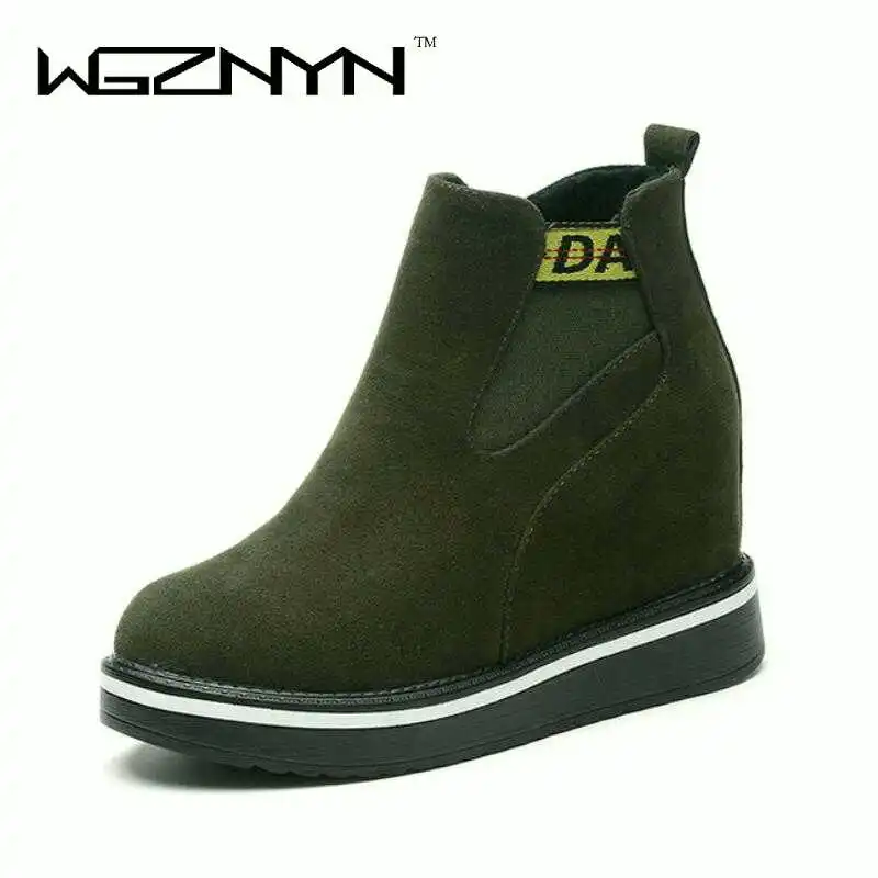 Zapatos mujer/Модная осенне зимняя женская повседневная обувь увеличивающая рост 8 см