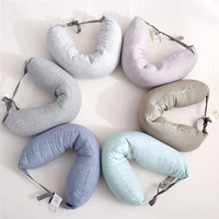 cotton fabric travel pillow neck pillows sleeping cushion u shaped cushions invisible zipper head massager car headrest soft