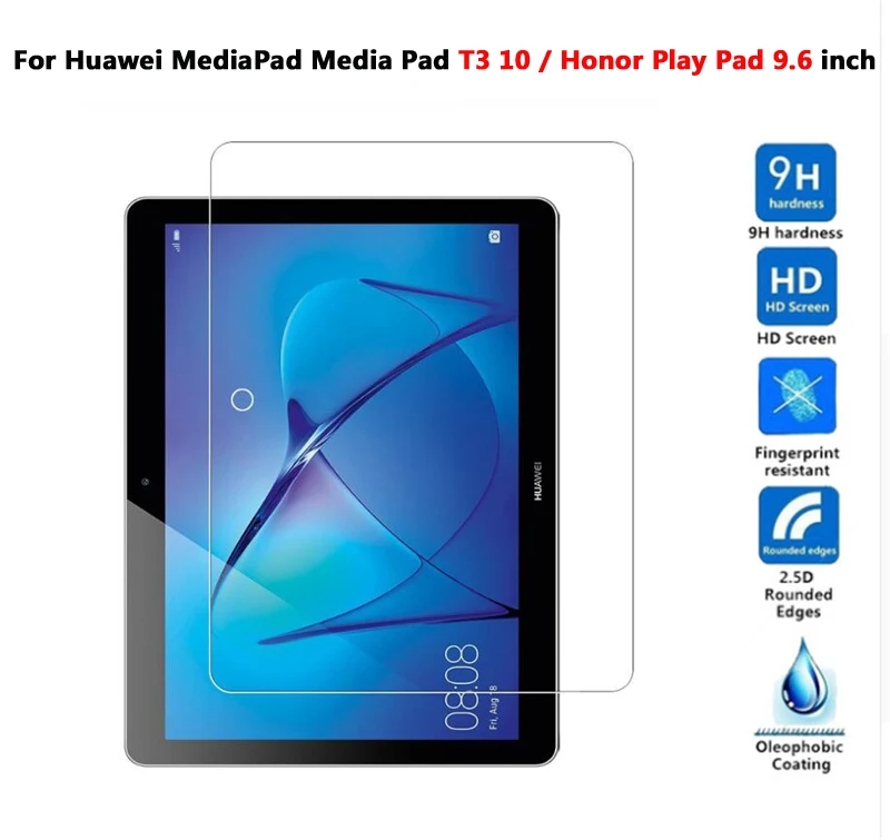 С уровнем твердости 9H закаленное Стекло для huawei MediaPad T3 8,0 10 дюймов T1 7,0 8,0 дюймов T1 10 9,6 дюймов T5 10 C5 Экран защитная плёнка для НУА Вэй - Color: T3 10 9.6 inch