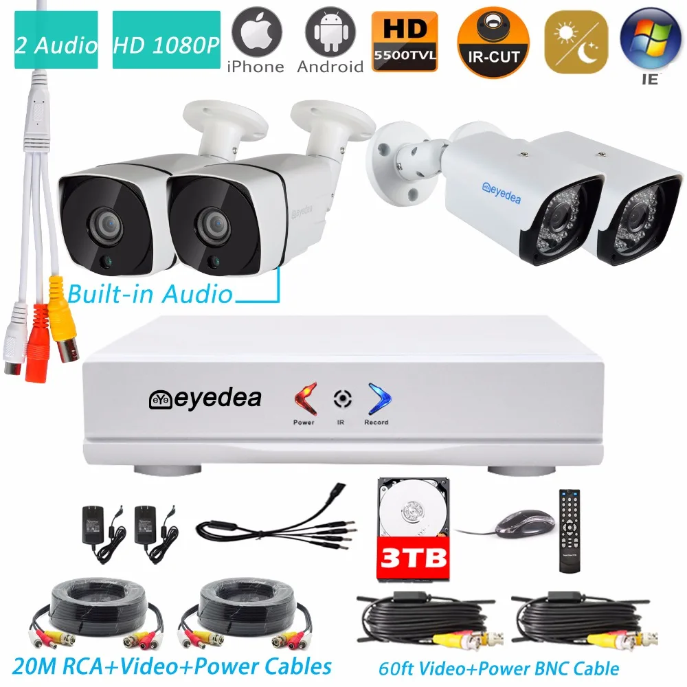 Eyedea 4CH HDMI DVR видеорегистратор Аудио встроенный 1080 P 5500TVL CMOS Пуля ночного видения