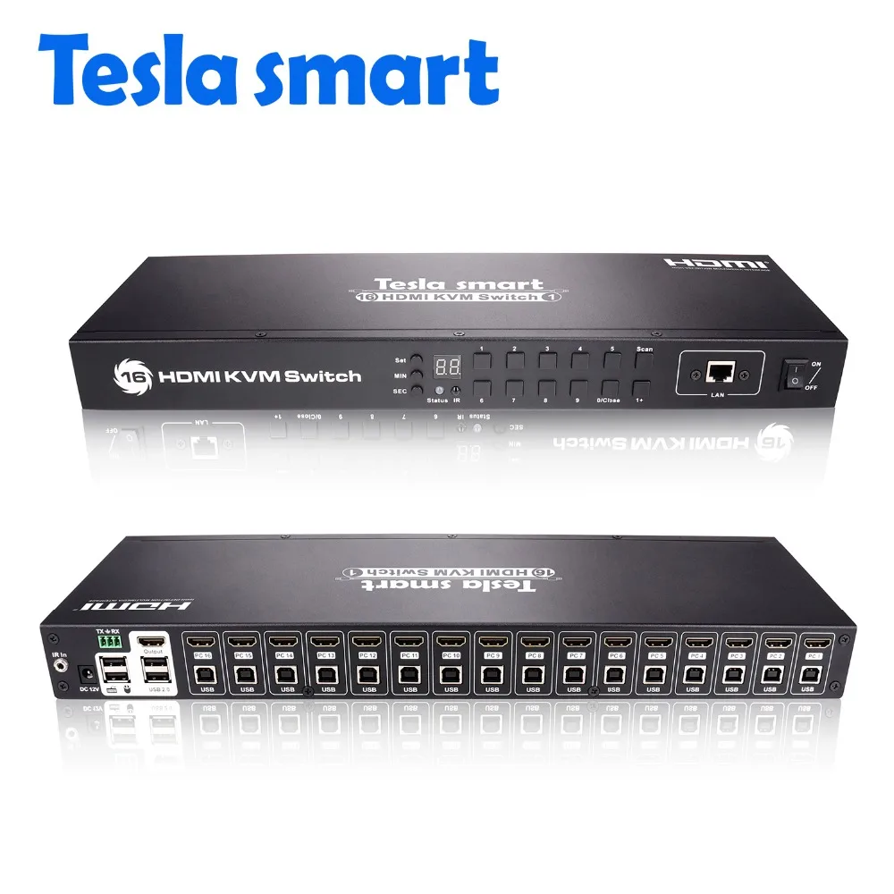 HDMI KVM Переключатель Tesla Smart USB 16 портов HDMI Поддержка 3840*2160/4 K Ultra HD и LAN порт видео монитор