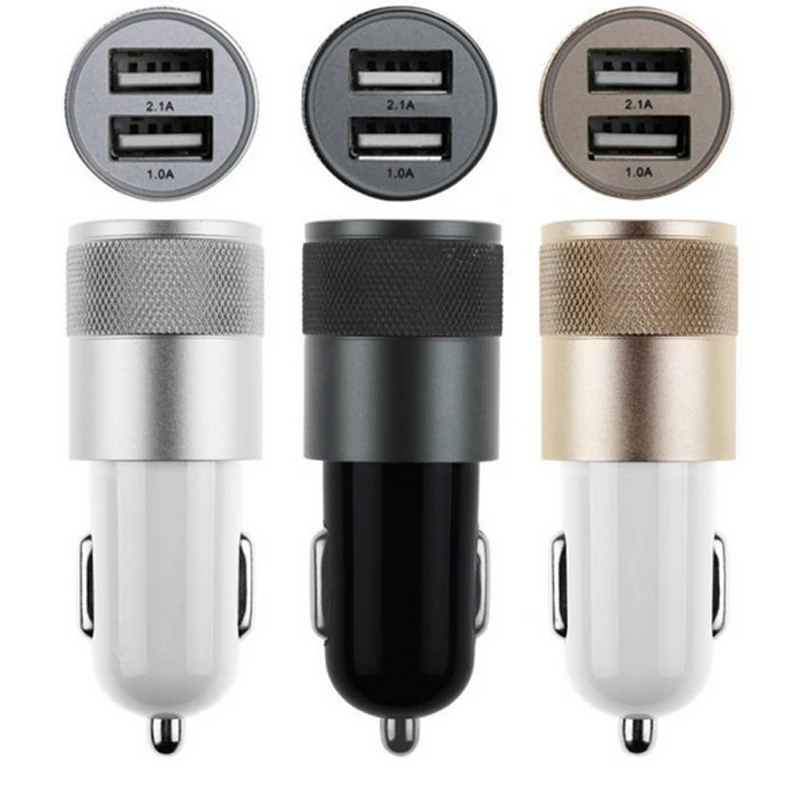 GEUMXL 12V 2.1A 1A алюминиевый 2 USB порта Автомобильное зарядное устройство для iPhone 5 6 plus