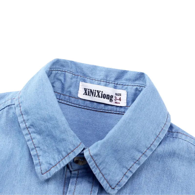 Детская джинсовая хлопковая рубашка с длинными рукавами для мальчиков кардиган