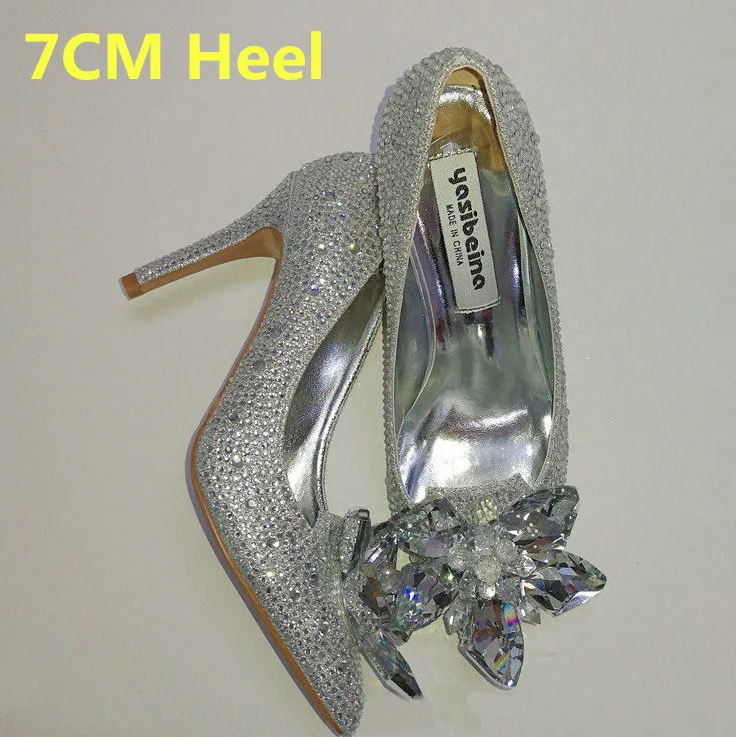 White Drill-7CM Г., свадебные туфли в европейском стиле женские туфли со стразами красные свадебные туфли на шпильке с острым носком модные туфли на высоком каблуке для подружки невесты - Цвет: White Drill-7CM