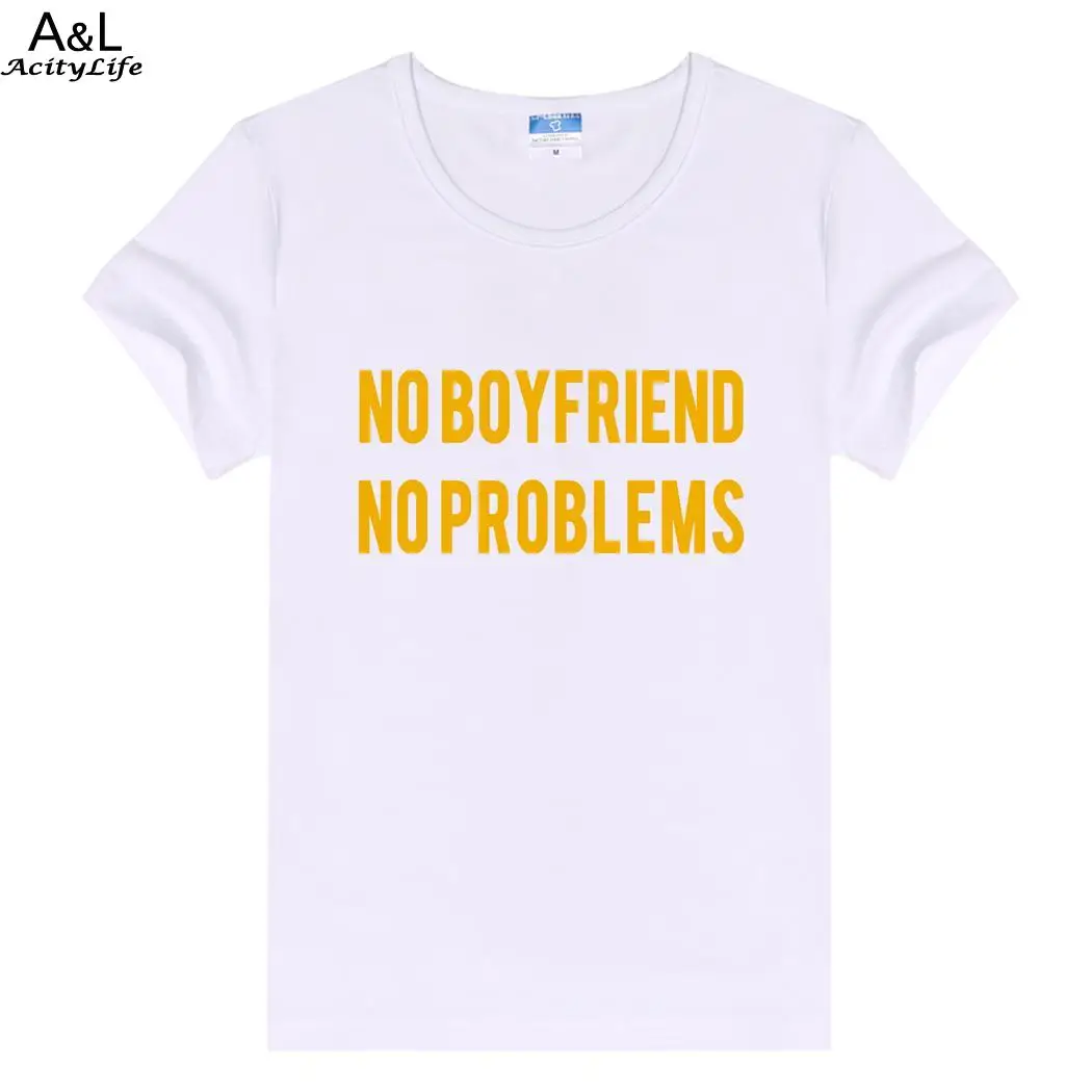 Короткие Повседневное с круглым вырезом Для женщин рукавами футболка no boyfriend не