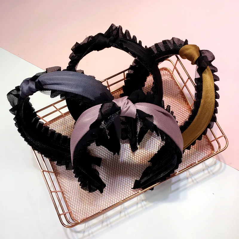 Женский обруч для волос из органзы с оборками| |