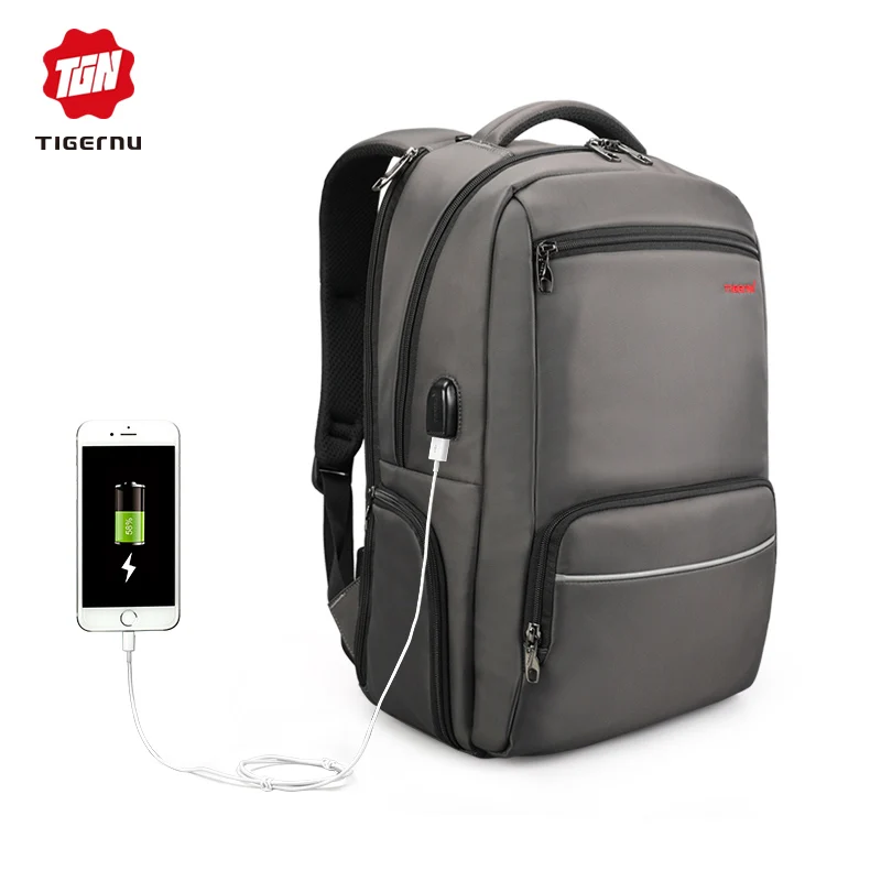 Tigernu Марка Анти Вор 15.6 дюймов Мужчины бизнес Ноутбук Рюкзак USB Зарядка Рюкзак женская сумка рюкзак школьные сумки для подростков - Цвет: Coffee