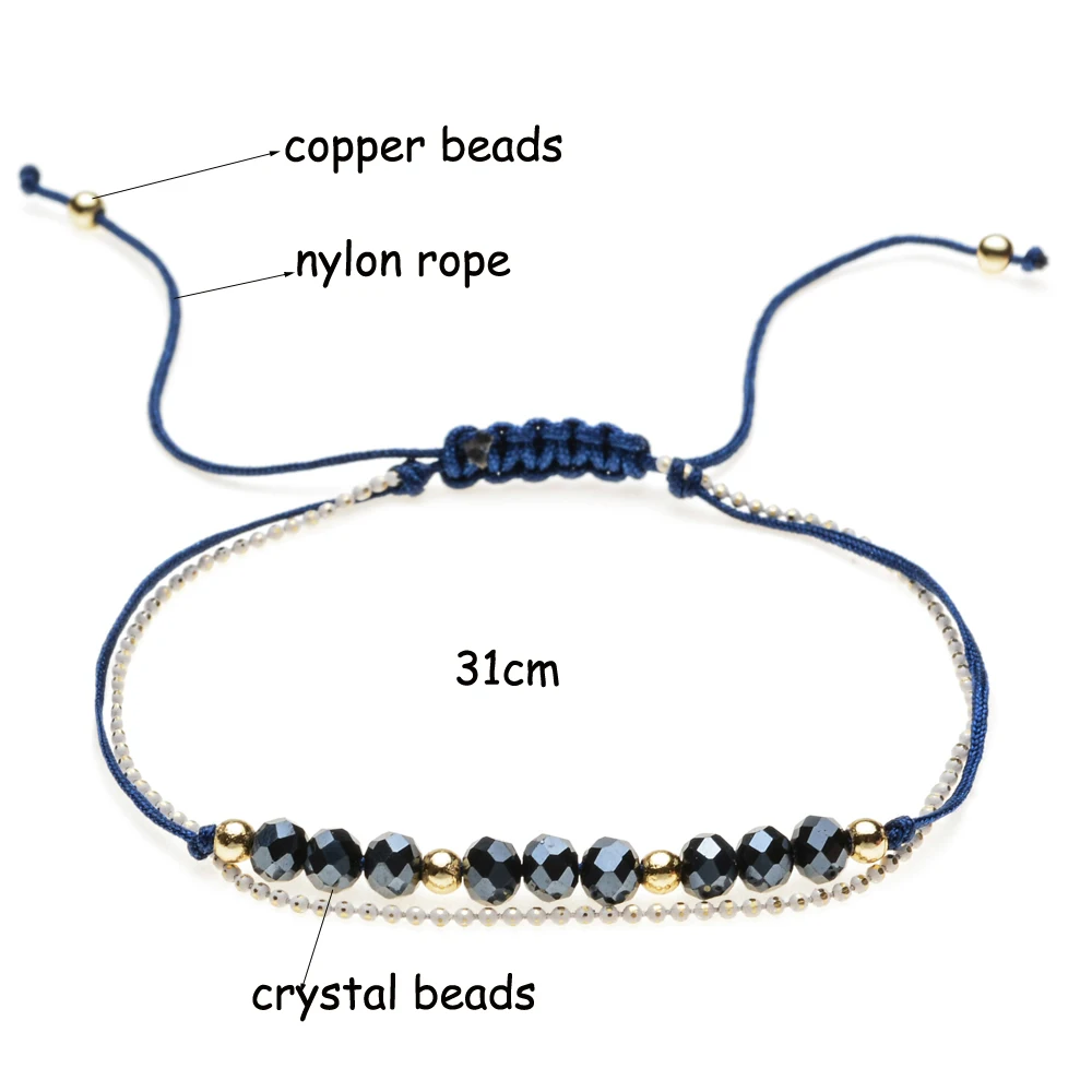 12 шт./компл. ручной работы хрустальные бусины регулируемые браслеты наборы для