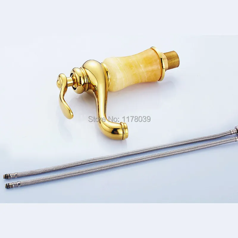 Роскошные мраморные смесители для раковины ванной комнаты золотистый смеситель
