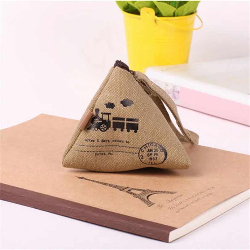 Хотите Пойти Старинные Треугольник Молнии Женщины Кошельки для Монет Мода Холст