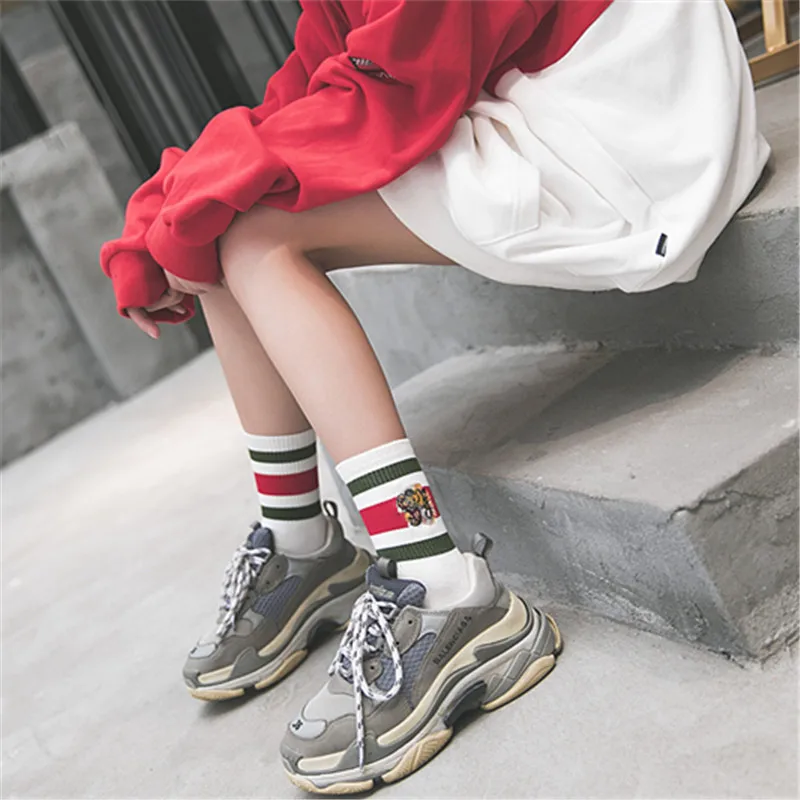 Осенние и зимние harajuku 2018 новые носки до лодыжки женская мода Тигр calcetines mujer sokken