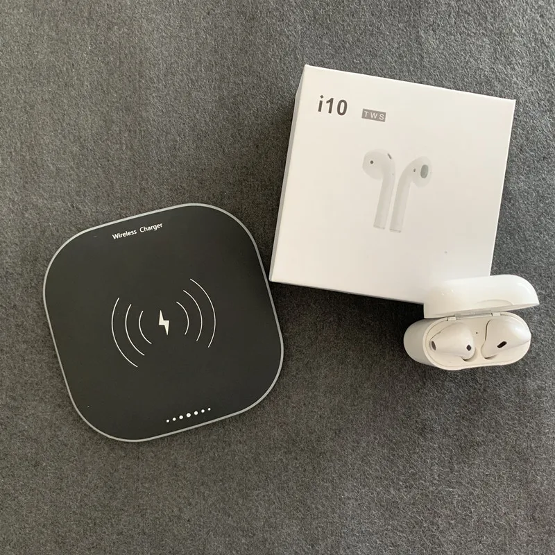 10 Вт Qi Беспроводная зарядка + i10 TWS Bluetooth air pods 5 0 наушники с сенсорным управлением