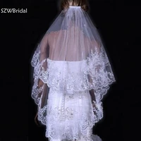 new arrival two layer lace edge wedding veil 2021 bridal veil wedding accessories veu de noiva voile mariage voile de mariee
