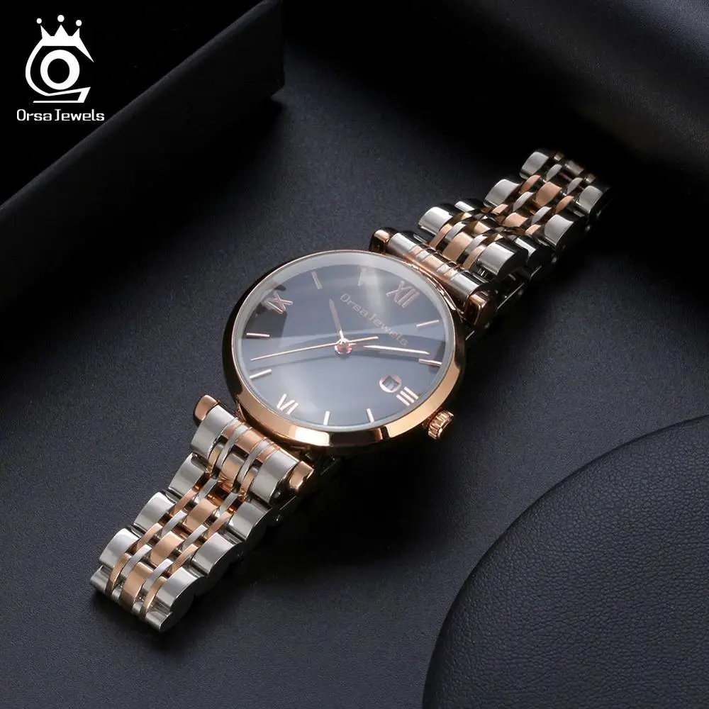 ORSA JEWELS Luxury Men Quartz Watch 316L Stainless Steel Band Women Wristwatch Waterproof Casual Business Brand Watches OOW12
