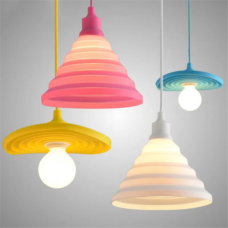 Colorful Led Pendant lights Vintage E27 Silicone Edison lustre Rope Restaurant Lamp light Dining Room Kitchen Hanglamps | Лампы и