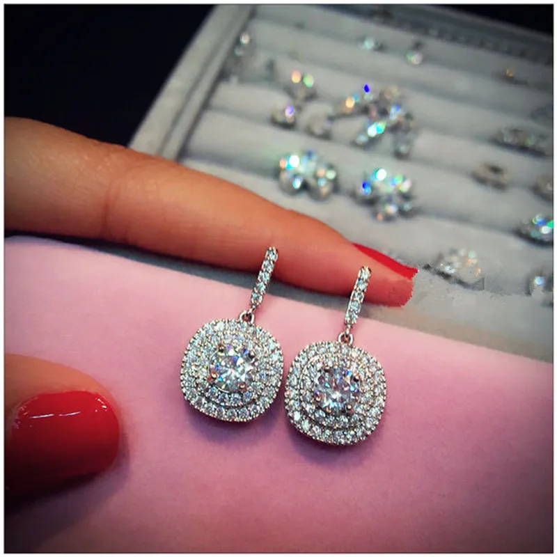 Серьги-капли для женщин, настоящее Серебро S925 пробы, хорошее ювелирное изделие, темперамент, простые, Роскошные, кубический цирконий, элегантные Стразы Aretes