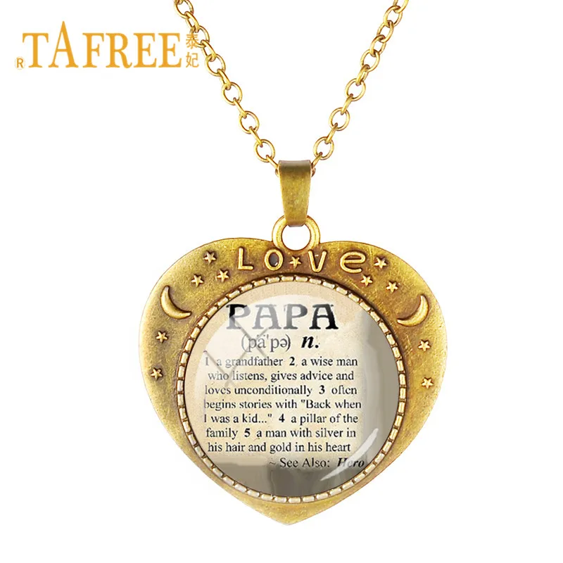 Винтажное ожерелье TAFREE I LOVE PAPA MAMA с принтом в виде сердца и подвеской на день