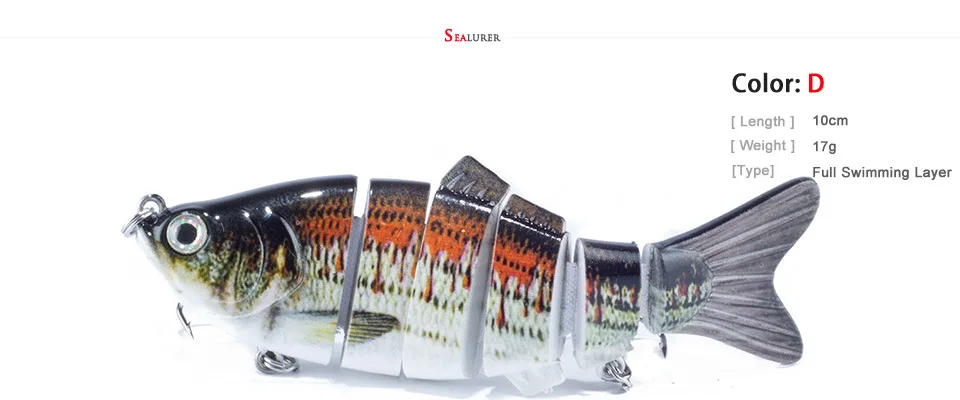 6 Сегмента Прикормы Crankbait Жесткий Swimbait 17 г 10 см Медленный Bait 5 шт./лот Рыболовные