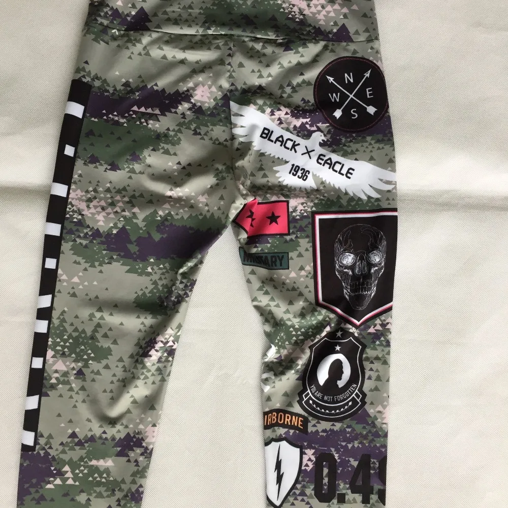 

Drop Shipping Women Army Leggings Elastic Waist Skinny Fitness Quality Leggins Girls 4 Way Stretch Long Pants