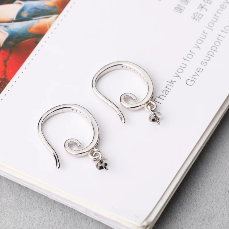 925 Sterling Silver Hook Earrings Crystal Women 5mm6mm7mm8mm9mm10mm Round Bead or Pearl Semi Mount Wholesale | Украшения и