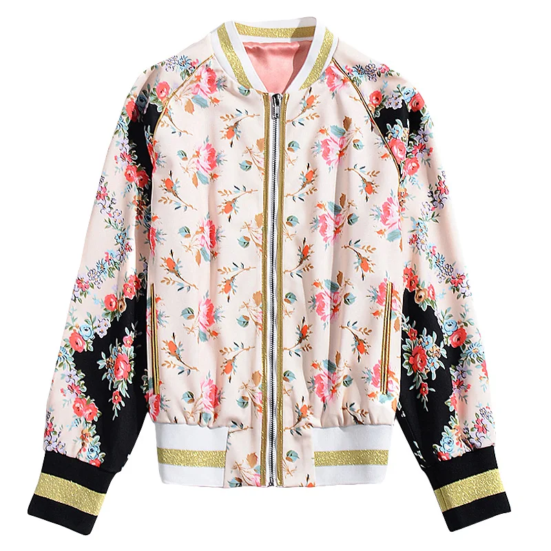 Coat Runway High Quality 2020 Autumn New Women'S Fashion Party Office Vintage Elegant Chic Flower Print Long Sleeve Jacket | Женская