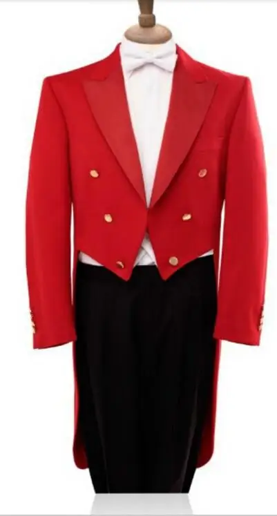 Черный фрак с левым нагрудным карманом белый жилет смокинг на заказ длинным