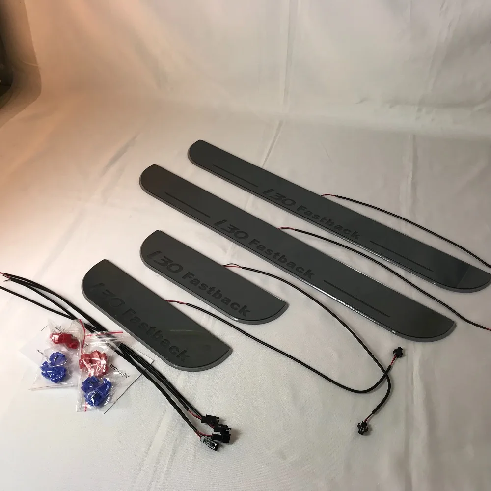 

RQXR led moving door scuff for Hyundai i30 dynamic door sill plate flat lining overlay Flowing/still light, 4pcs