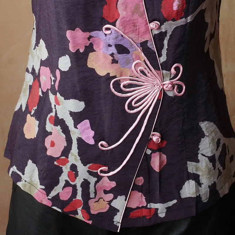 

New Arrival Purple Female V-Neck Shirt top Chinese Classic Ladies Cotton Blouse Size M L XL XXL 3XL 4XL Mujer Camisa TYR051802