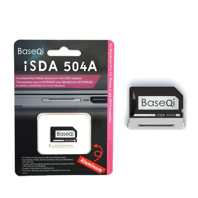 

Устройство для чтения карт Micro SD BaseQi NinjaDrive, 504A, для MacBook Pro Retina, 15 дюймов/Mid 2014, 2015/Late 2013/Metal fty MiniDrive Reader