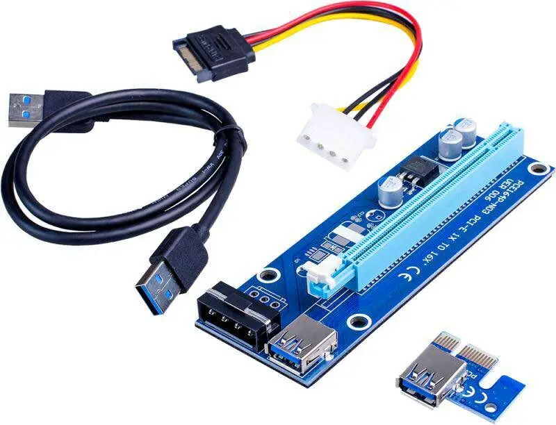 PCI E Express 1x к 16x расширитель переходника карта с 60 см USB 3 0 кабель питания для