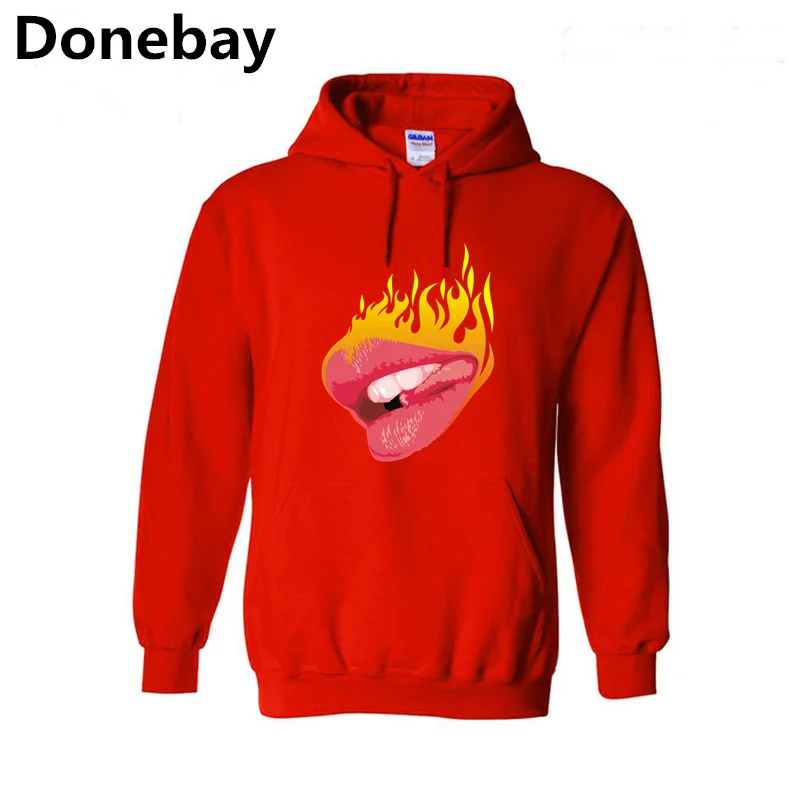 Donebay Сексуальные Горячие Губы Пламя Толстовки Кофты Hombres Fahion Хип-Хоп 2016 Мужчин И
