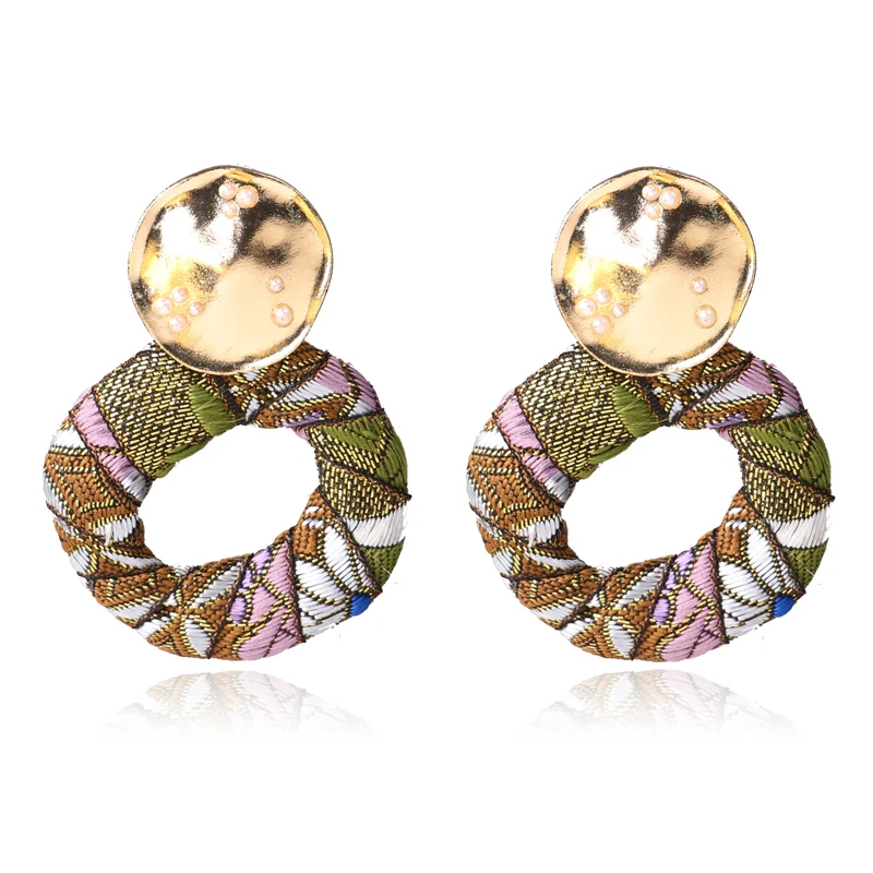 Ztech Bohemian Statement Earrings Big Alloy Wrap Cloth Dangle Drop Earrings For Women Dangling Earrings Vintage Brand Jewelry