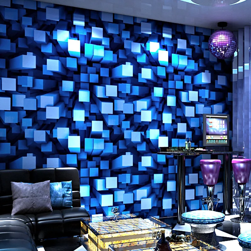 

5D space cool wallpaper personality fashion flash KTV bar hotel fancy dance hall box theme room walls ceiling PVC wallpaper