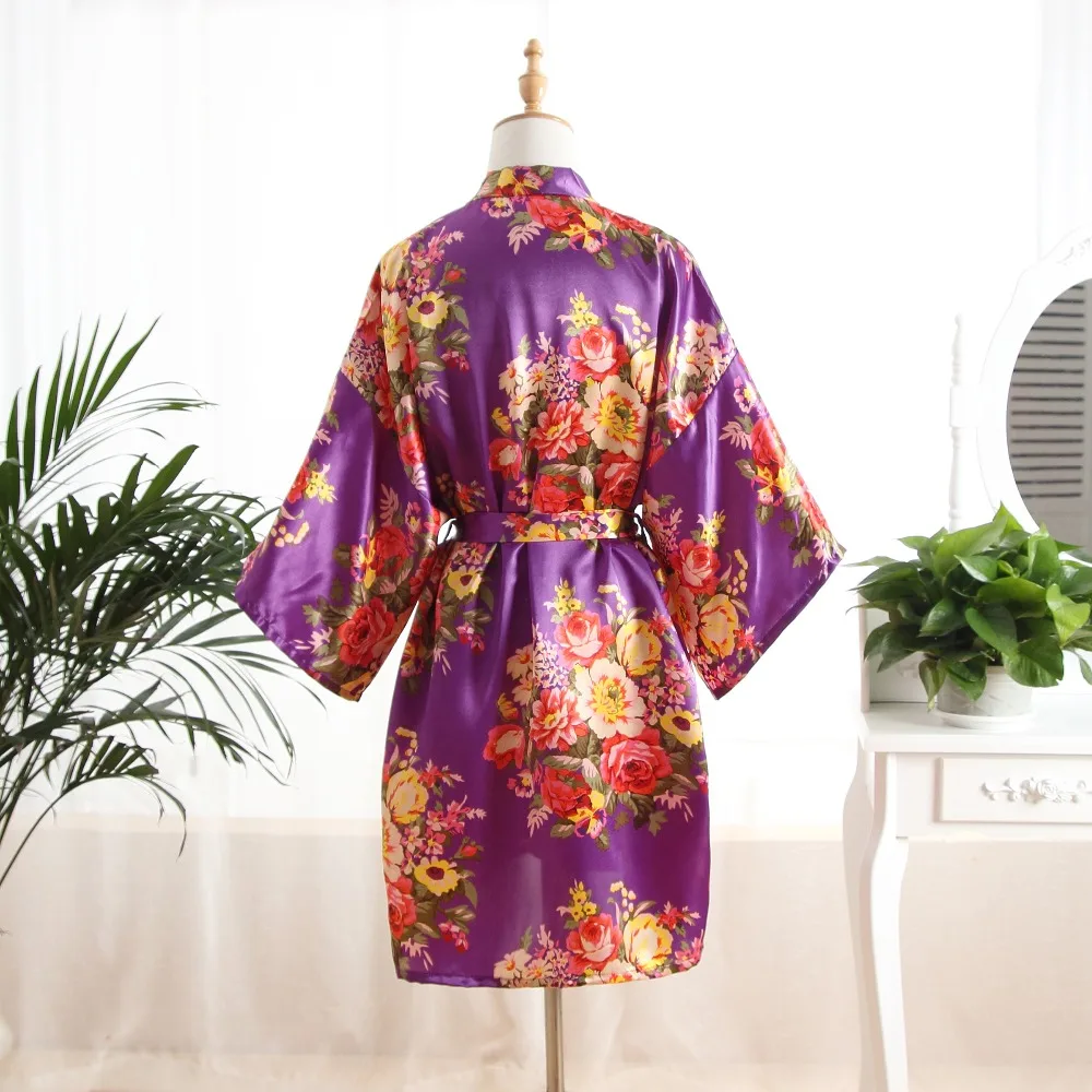 Фиолетовый сексуальный большой размер атласный ночной халат банный идеальный