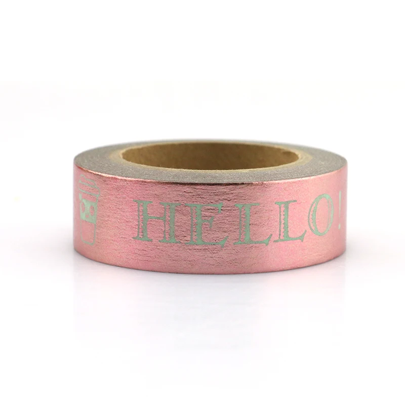 10M Pink Foil Washi Tape Cups Words-HELLO AMAZING FANTASTIC DAY for Planner Scrapbooking Decor Masking Stationery |