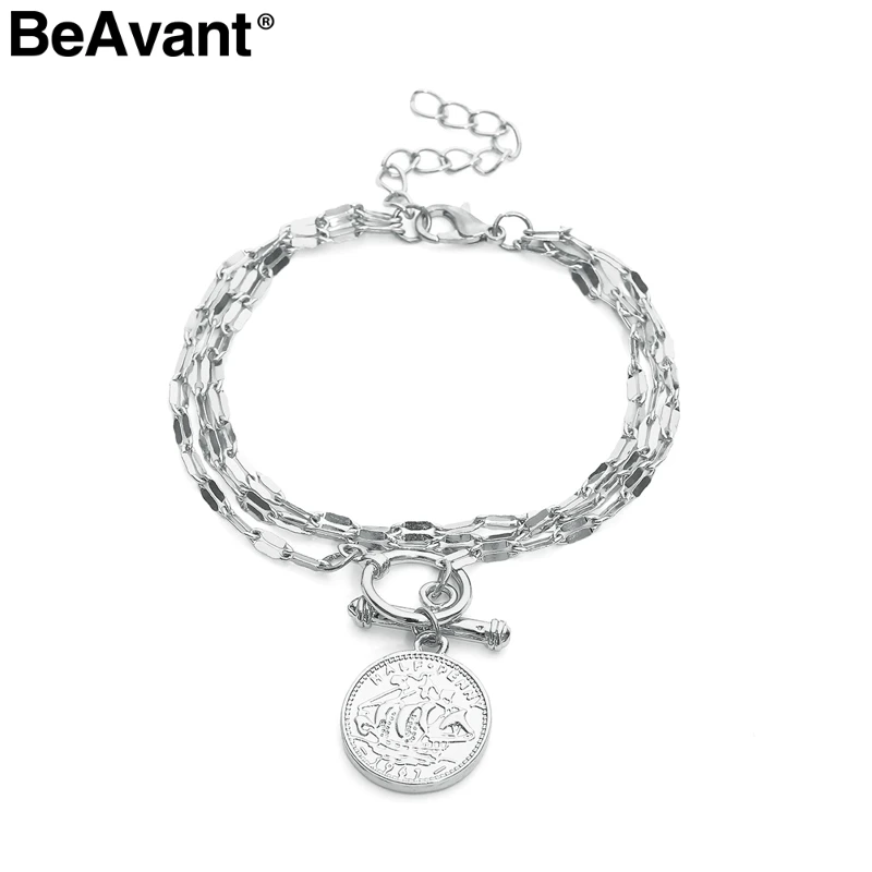BeAvant золотая цепочка звеньевой браслет с брелоком браслеты массивные круглые