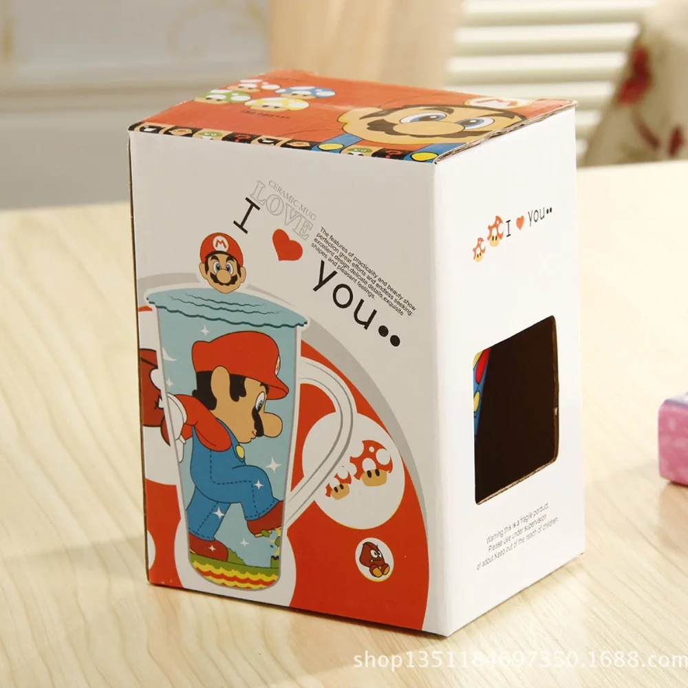 Керамическая кружка для завтрака KEYAMA Super Mario 1 шт. с силиконовой крышкой|milk mug|mug