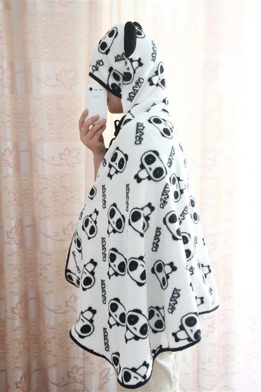 Косплэй животного черный белый цвет панда Одеяло с капюшоном для взрослых Для