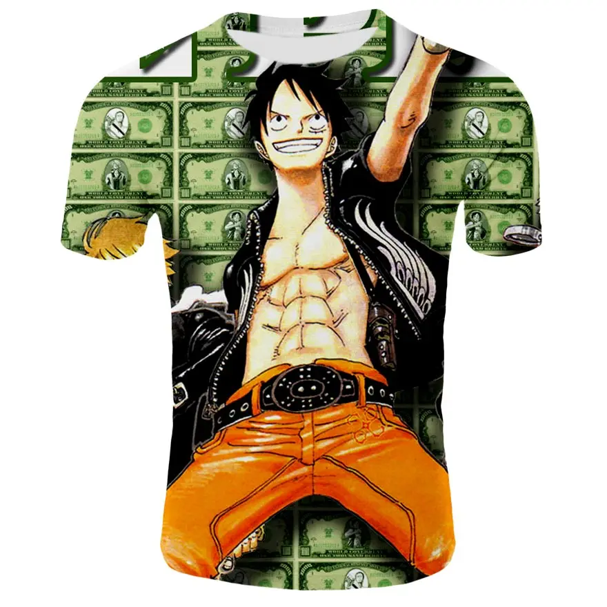 Летние футболки Luffy для мальчиков/мужчин модные с короткими рукавами и 3D принтом
