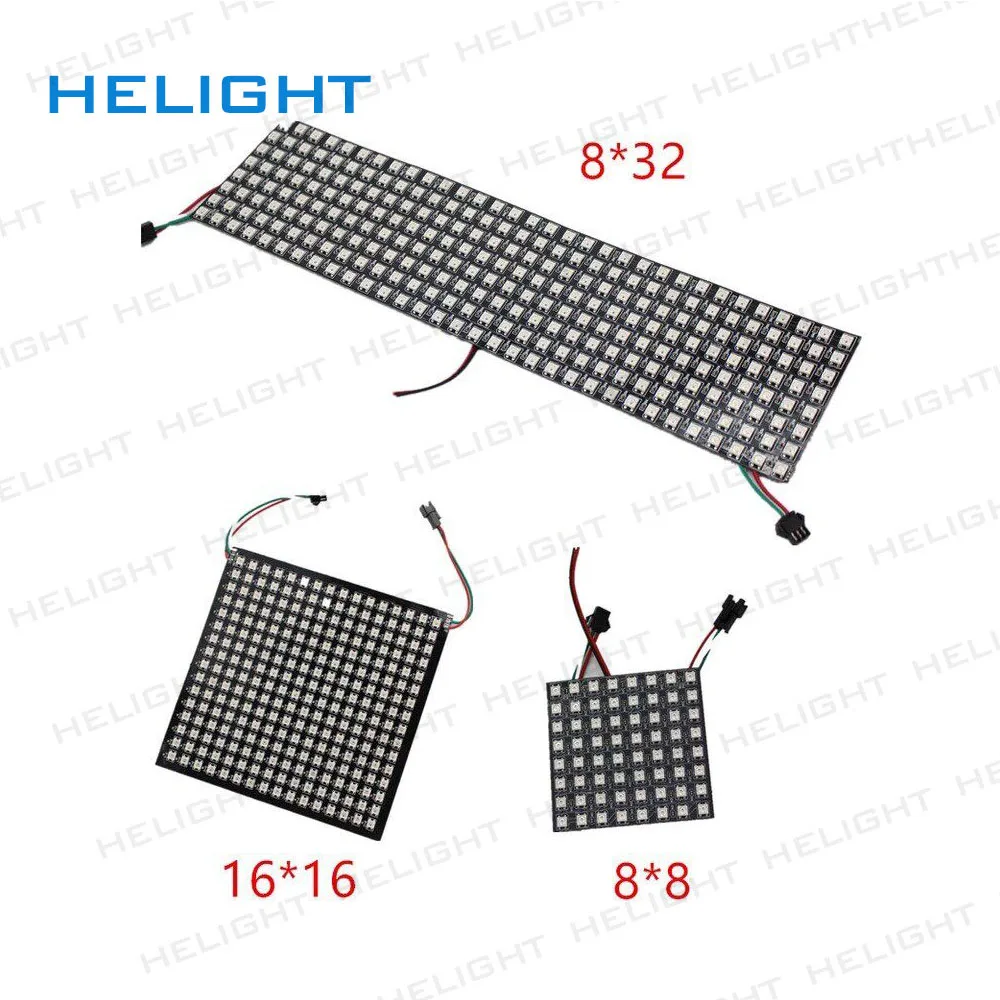 DC5V WS2812B 8*8 / 16*16 /8*32 IC панель экрана пикселей Цифровая Гибкая программируемая