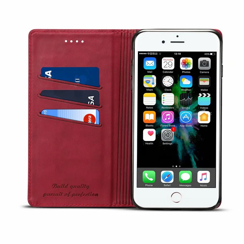 Magnet Flip Genuine Leather Mobile Phone Case For iphone7 8 Plus X XS Max XR Slim Card Slot Protecitve Cover